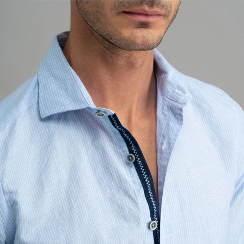 Camicia uomo con collo semi francese